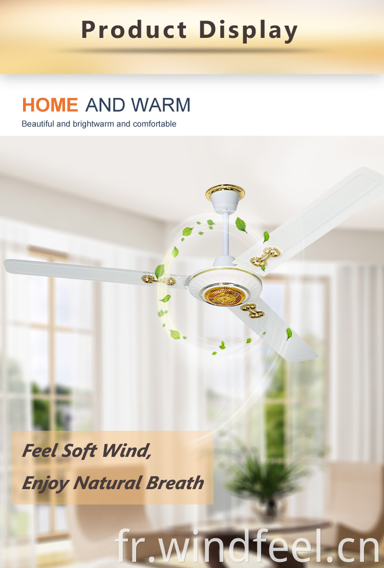 Ventilateur de plafond électrique de 56 pouces de refroidissement par air domestique de vente chaude